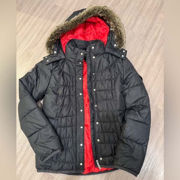 Jackets & Blazers - Women's Black and Red Puffer Jacket